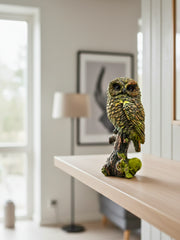 Rustic Moss Owl - Ethnic Handcrafted Bird Showpiece